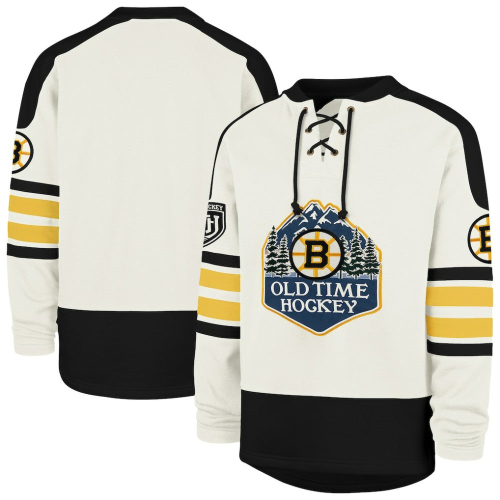 Boston Bruins '47 Pond Hockey Trio Eternal Lacer Sweatshirt - Cream Sweatshirts