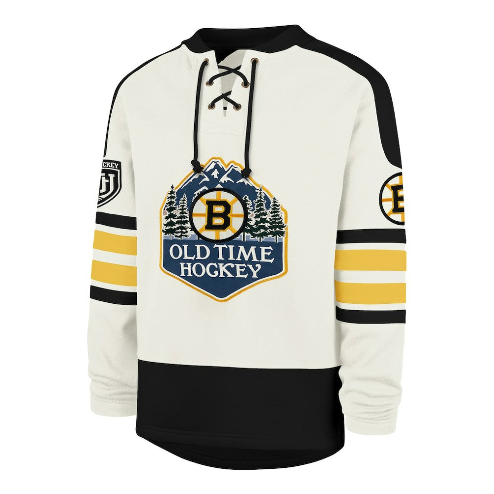 Boston Bruins '47 Pond Hockey Trio Eternal Lacer Sweatshirt - Cream Sweatshirts