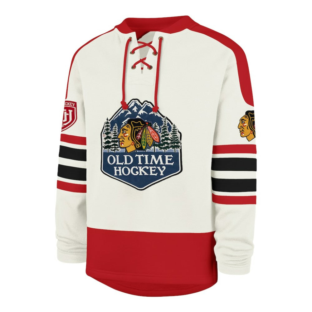Chicago Blackhawks '47 Pond Hockey Trio Eternal Lacer Sweatshirt - Cream Sweatshirts