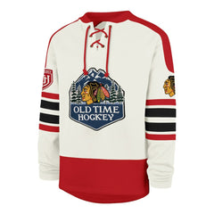 Chicago Blackhawks '47 Pond Hockey Trio Eternal Lacer Sweatshirt - Cream Sweatshirts