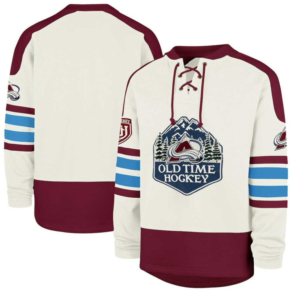 Colorado Avalanche '47 Pond Hockey Trio Eternal Lacer Sweatshirt - Cream Sweatshirts