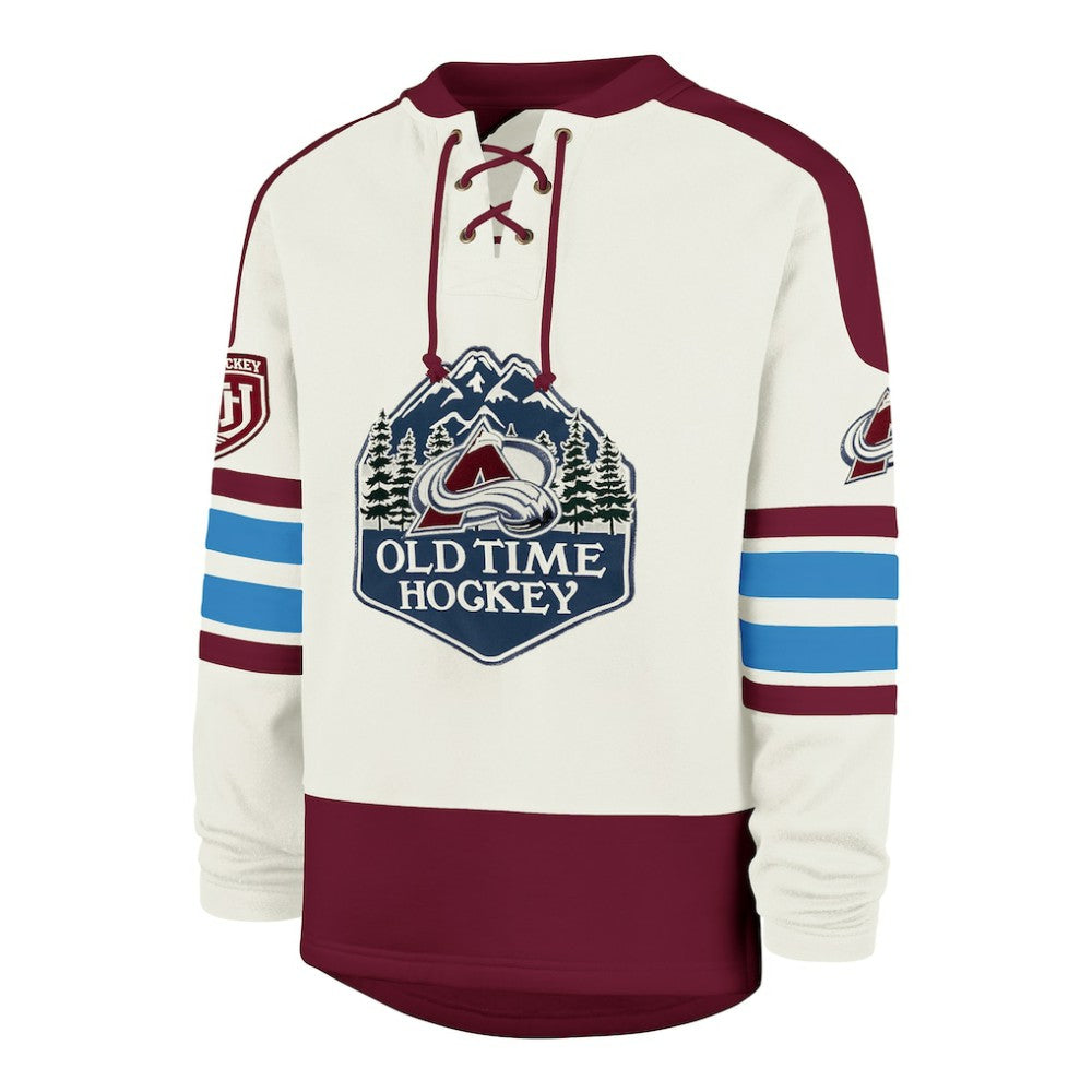 Colorado Avalanche '47 Pond Hockey Trio Eternal Lacer Sweatshirt - Cream Sweatshirts