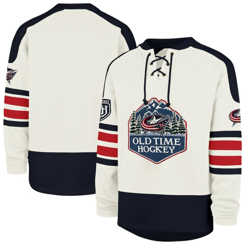 Columbus Blue Jackets '47 Pond Hockey Trio Eternal Lacer Sweatshirt - Cream Sweatshirts