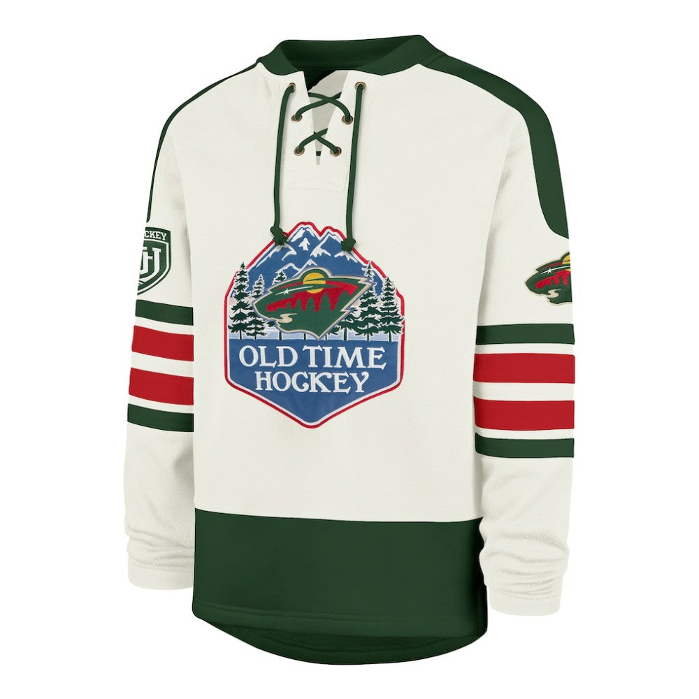Minnesota Wild '47 Pond Hockey Trio Eternal Lacer Sweatshirt - Cream Sweatshirts