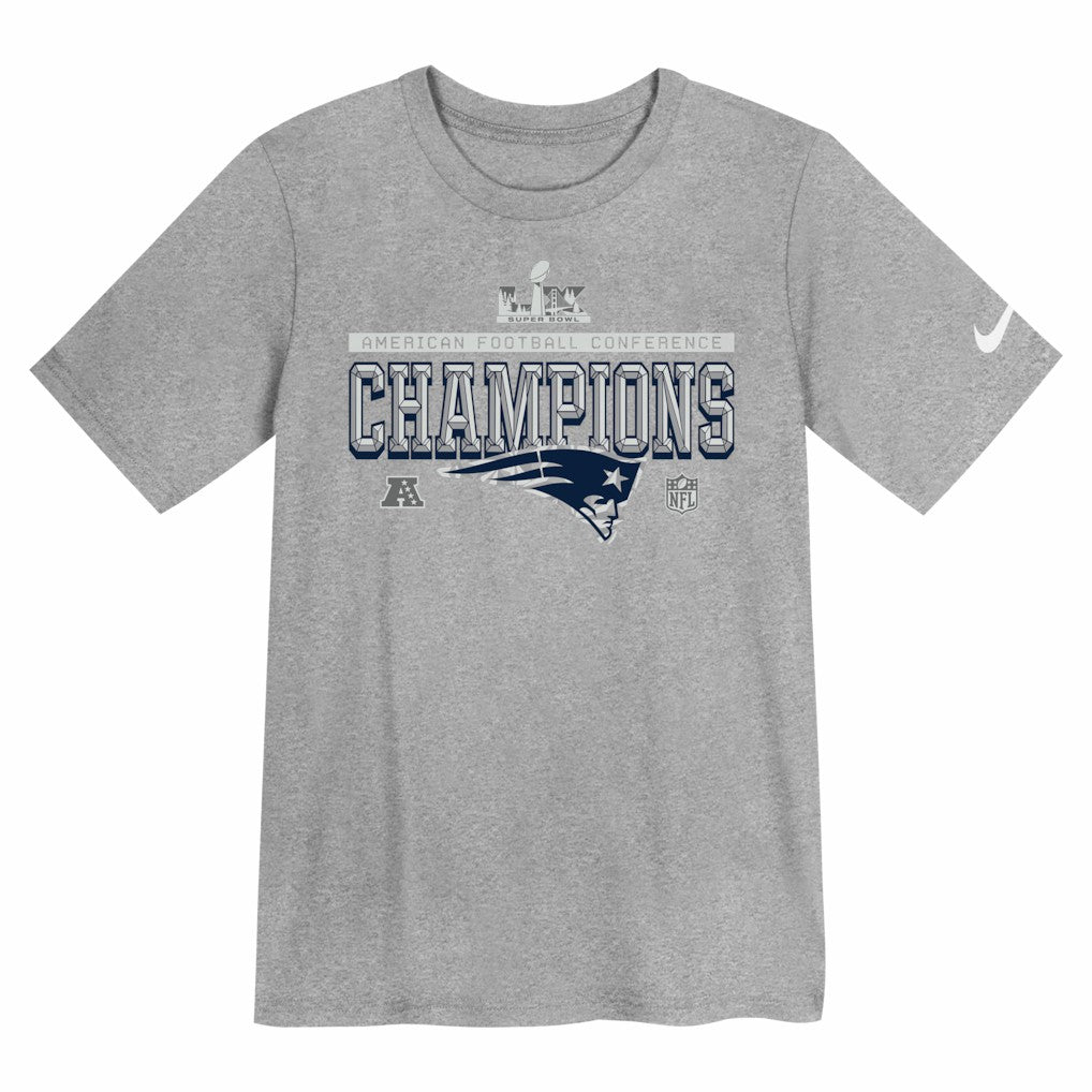 New England Patriots Preschool 2025 AFC Champions Locker Room Trophy Collection T-Shirt - Gray outlet
