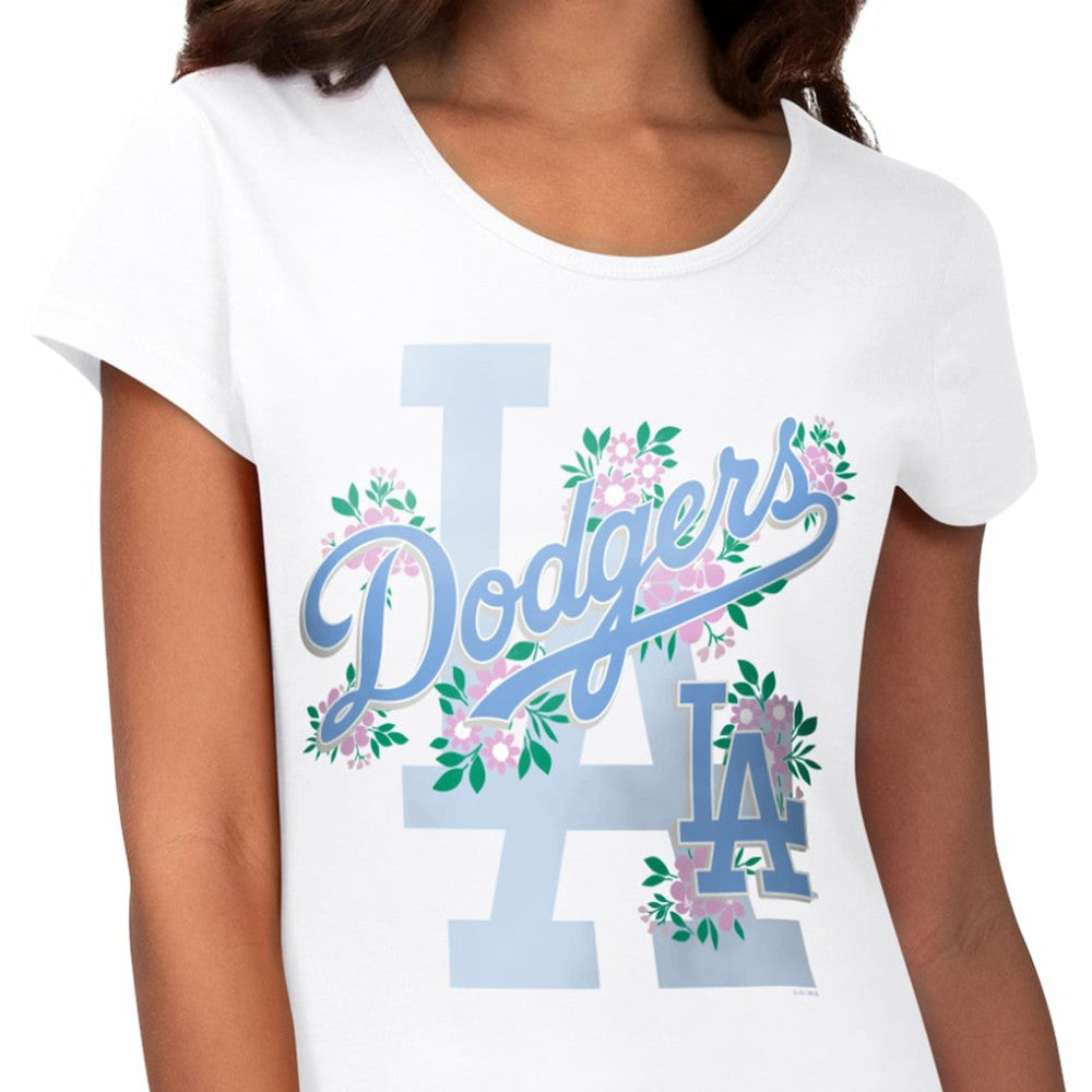 Los Angeles Dodgers G-III 4Her by Carl Banks Women's Floral Endzone T-Shirt White