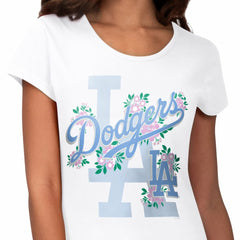 Los Angeles Dodgers G-III 4Her by Carl Banks Women's Floral Endzone T-Shirt White