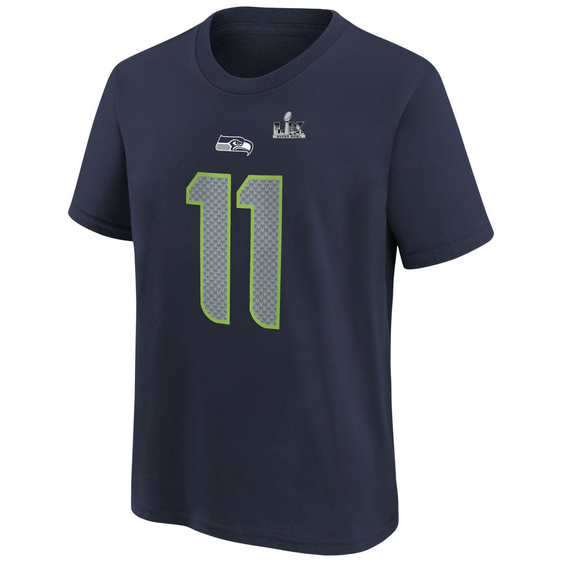 Jaxon Smith-Njigba Seattle Seahawks Youth Super Bowl LX Patch Name & Number T-Shirt - College Navy on sale