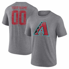 Arizona Diamondbacks Heritage Personalized Any Name & Number Tri-Blend T-Shirt Gray