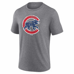 Chicago Cubs Heritage Personalized Any Name & Number Tri-Blend T-Shirt Gray