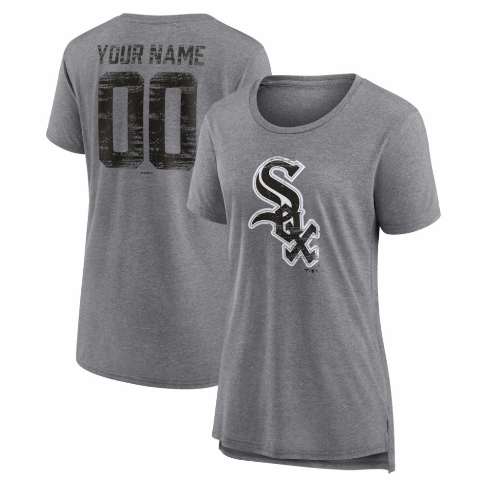 Chicago White Sox Women's Heritage Personalized Any Name & Number Tri-Blend T-Shirt Gray