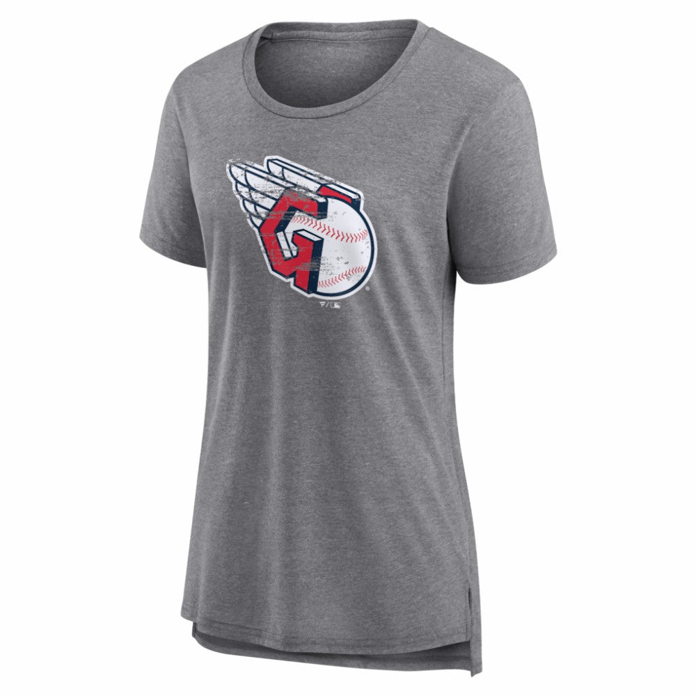 Cleveland Guardians Women's Heritage Personalized Any Name & Number Tri-Blend T-Shirt Gray