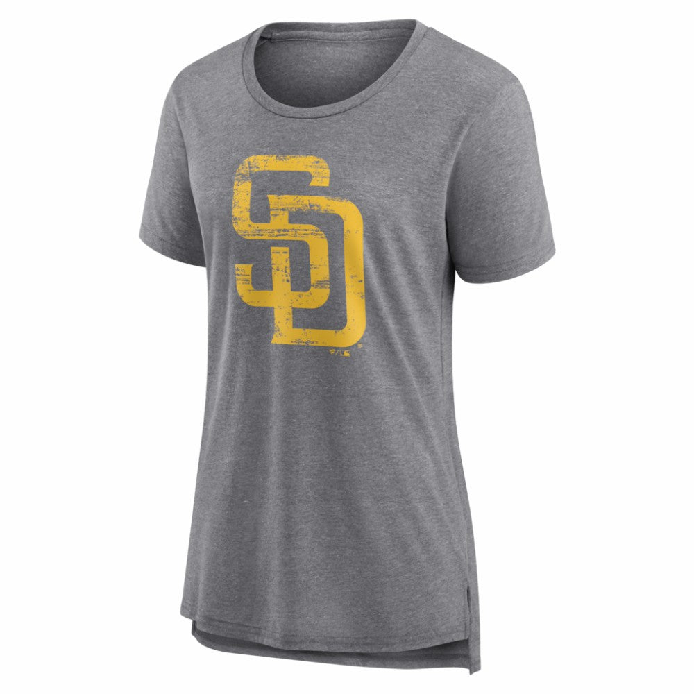San Diego Padres Women's Heritage Personalized Any Name & Number Tri-Blend T-Shirt Gray