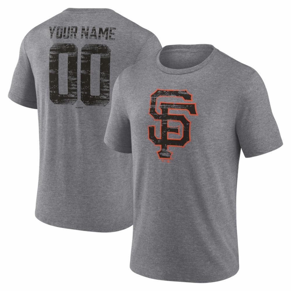 San Francisco Giants Heritage Personalized Any Name & Number Tri-Blend T-Shirt Gray