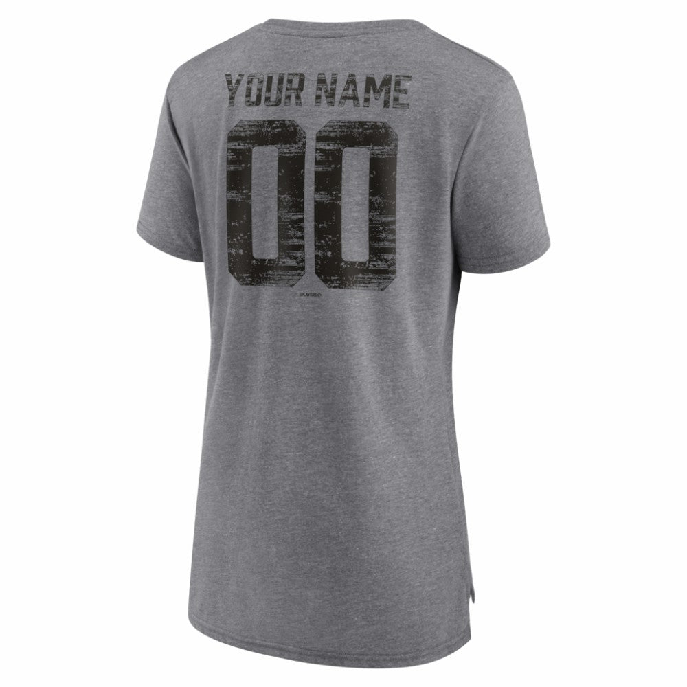 San Francisco Giants Women's Heritage Personalized Any Name & Number Tri-Blend T-Shirt Gray