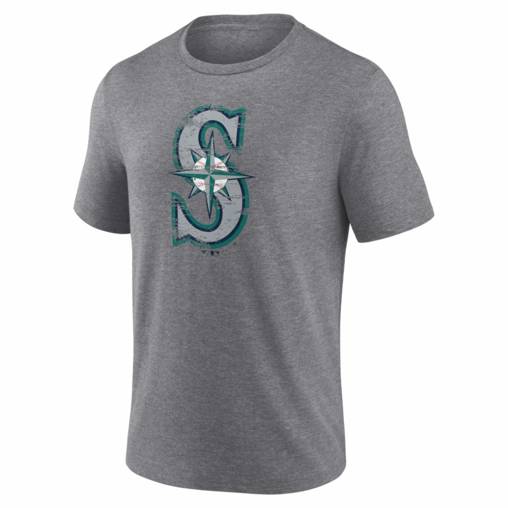 Seattle Mariners Heritage Personalized Any Name & Number Tri-Blend T-Shirt Gray