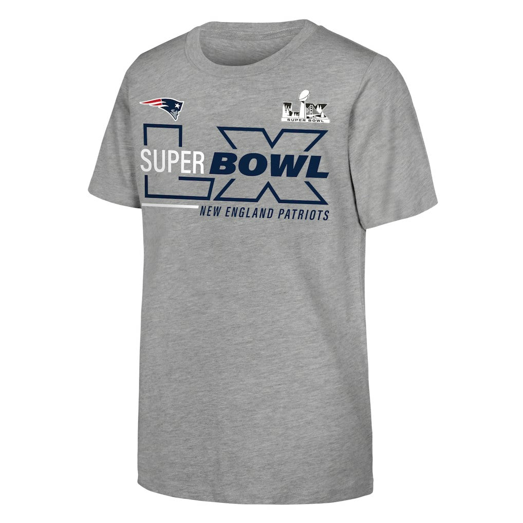 New England Patriots Youth Super Bowl LX Roster T-Shirt - Heather Gray on sale
