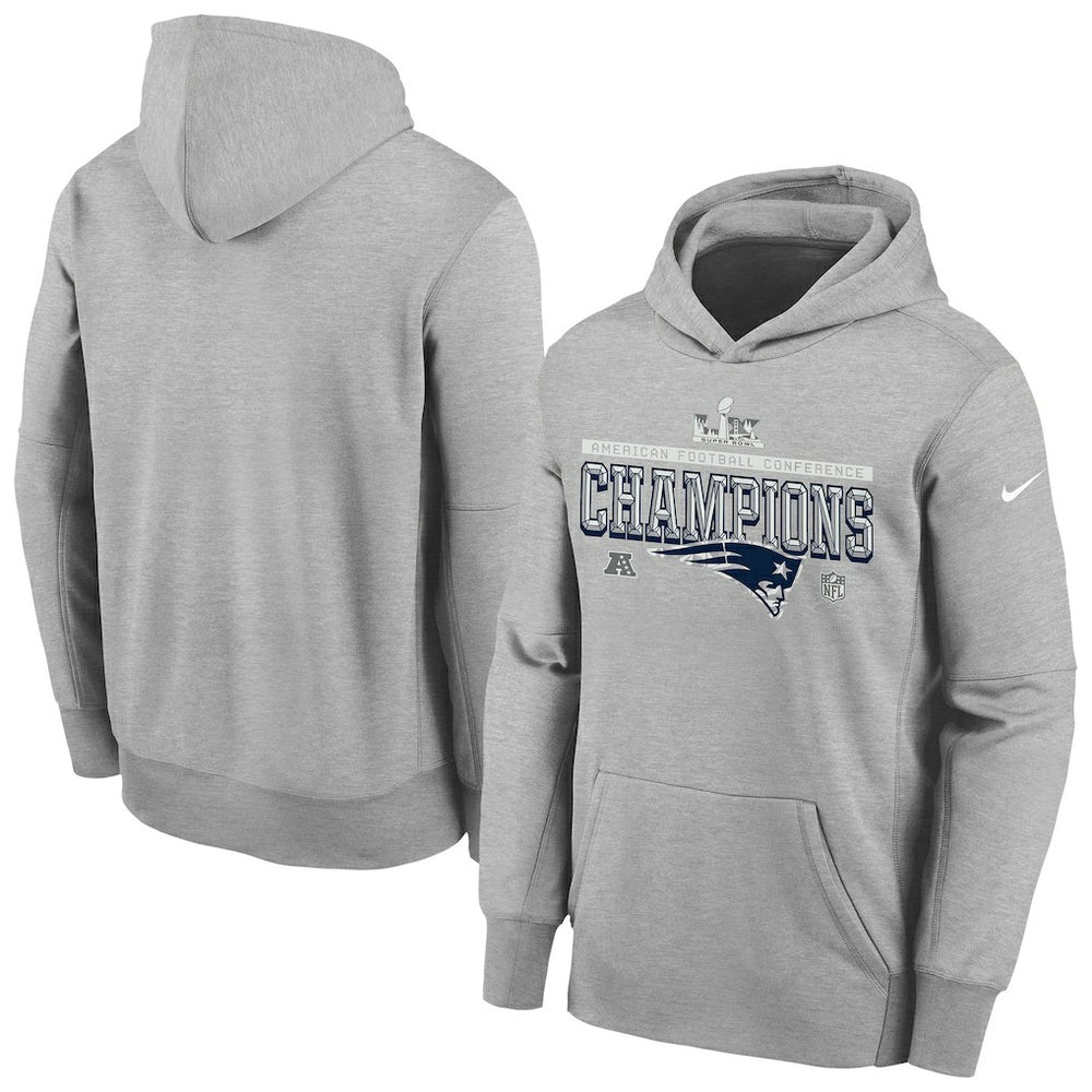 New England Patriots Youth 2025 AFC Champions Locker Room Trophy Collection Authentic Hoodie - Gray online