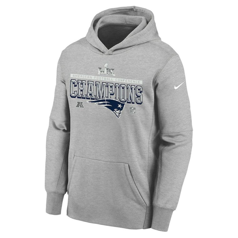 New England Patriots Youth 2025 AFC Champions Locker Room Trophy Collection Authentic Hoodie - Gray online
