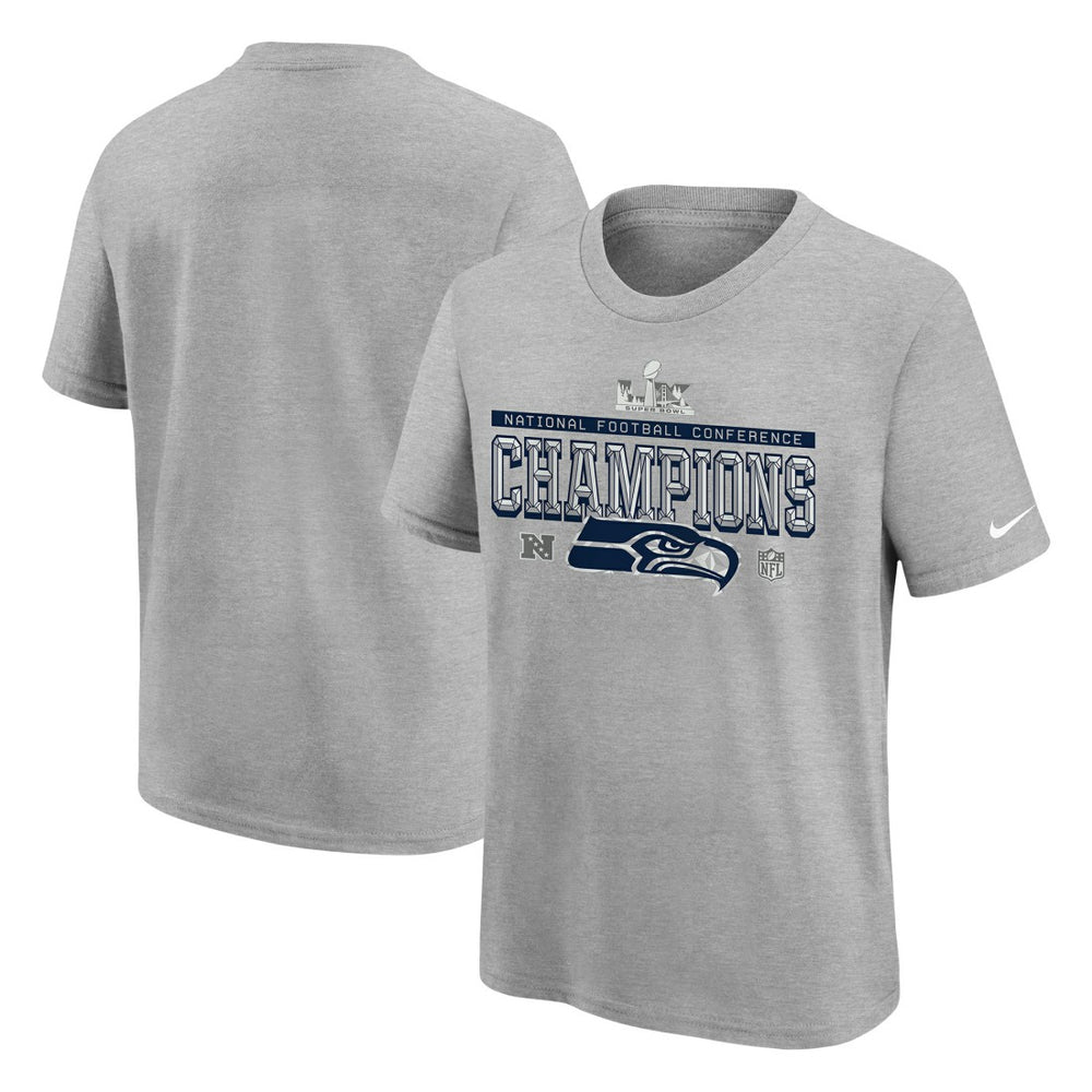 Seattle Seahawks Youth 2025 NFC Champions Locker Room Trophy Collection Authentic T-Shirt - Gray for sale