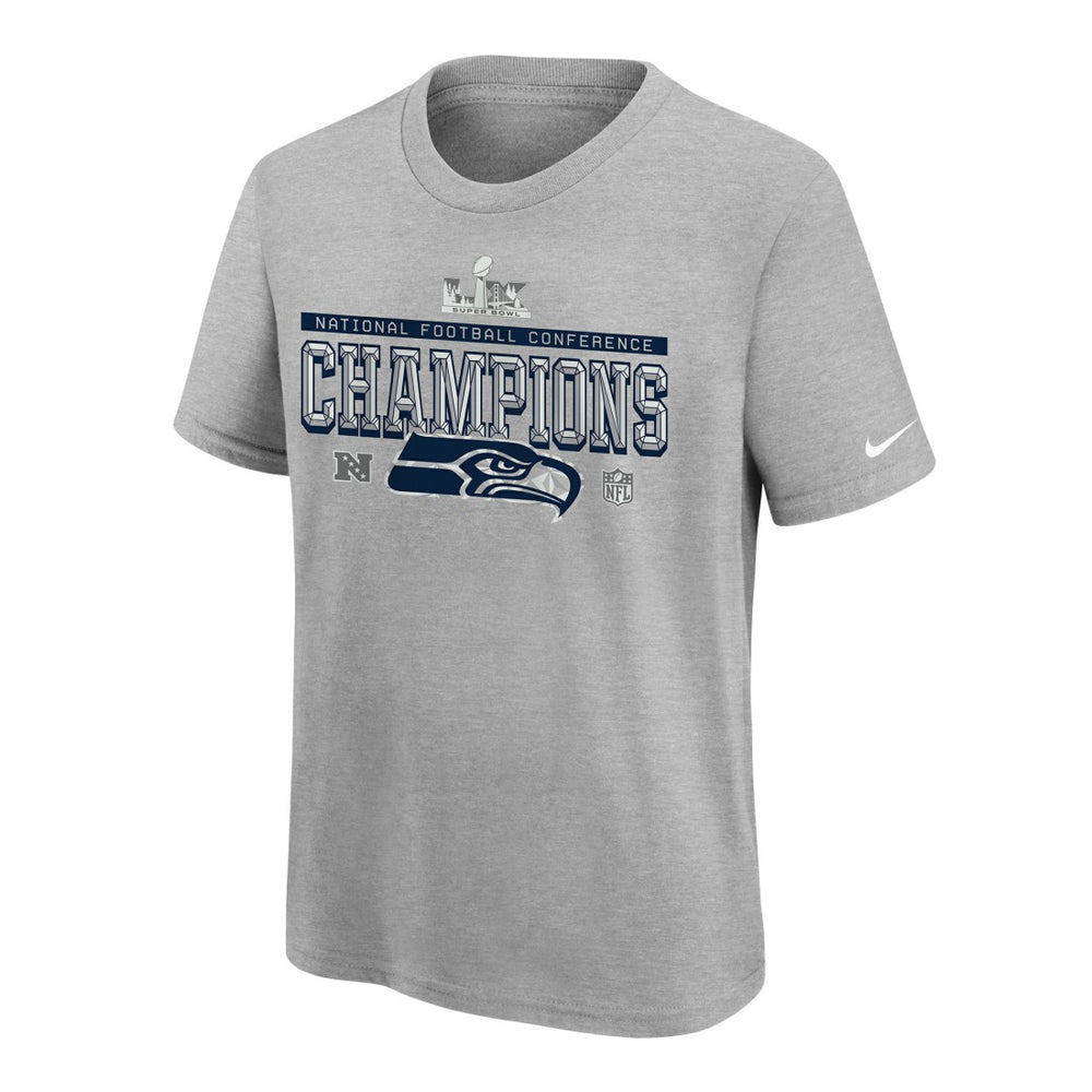 Seattle Seahawks Youth 2025 NFC Champions Locker Room Trophy Collection Authentic T-Shirt - Gray for sale