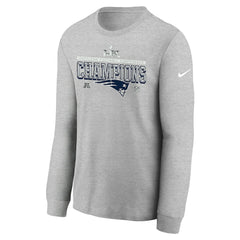 New England Patriots Youth 2025 AFC Champions Locker Room Trophy Collection Long Sleeve T-Shirt - Gray sale