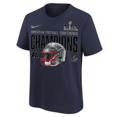 New England Patriots Youth 2025 AFC Champions Glory Shield Helmet T-Shirt - Navy cheap