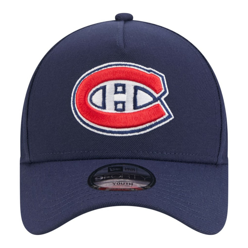Montreal Canadiens New Era Youth 9FORTY A-Frame Adjustable Hat - Navy Hats