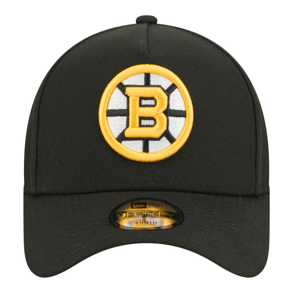 Boston Bruins New Era Youth 9FORTY A-Frame Adjustable Hat - Black Hats