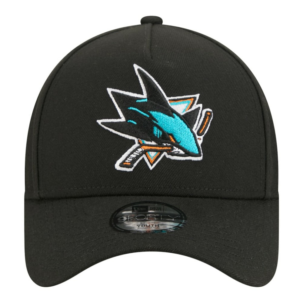 San Jose Sharks New Era Youth 9FORTY A-Frame Adjustable Hat - Black Hats