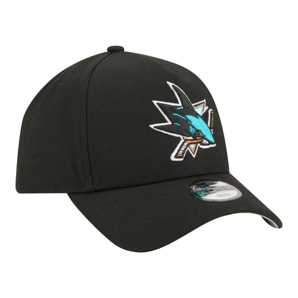 San Jose Sharks New Era Youth 9FORTY A-Frame Adjustable Hat - Black Hats