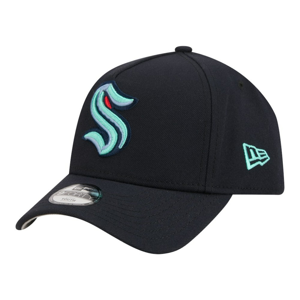 Seattle Kraken New Era Youth 9FORTY A-Frame Adjustable Hat - Deep Sea Blue Hats