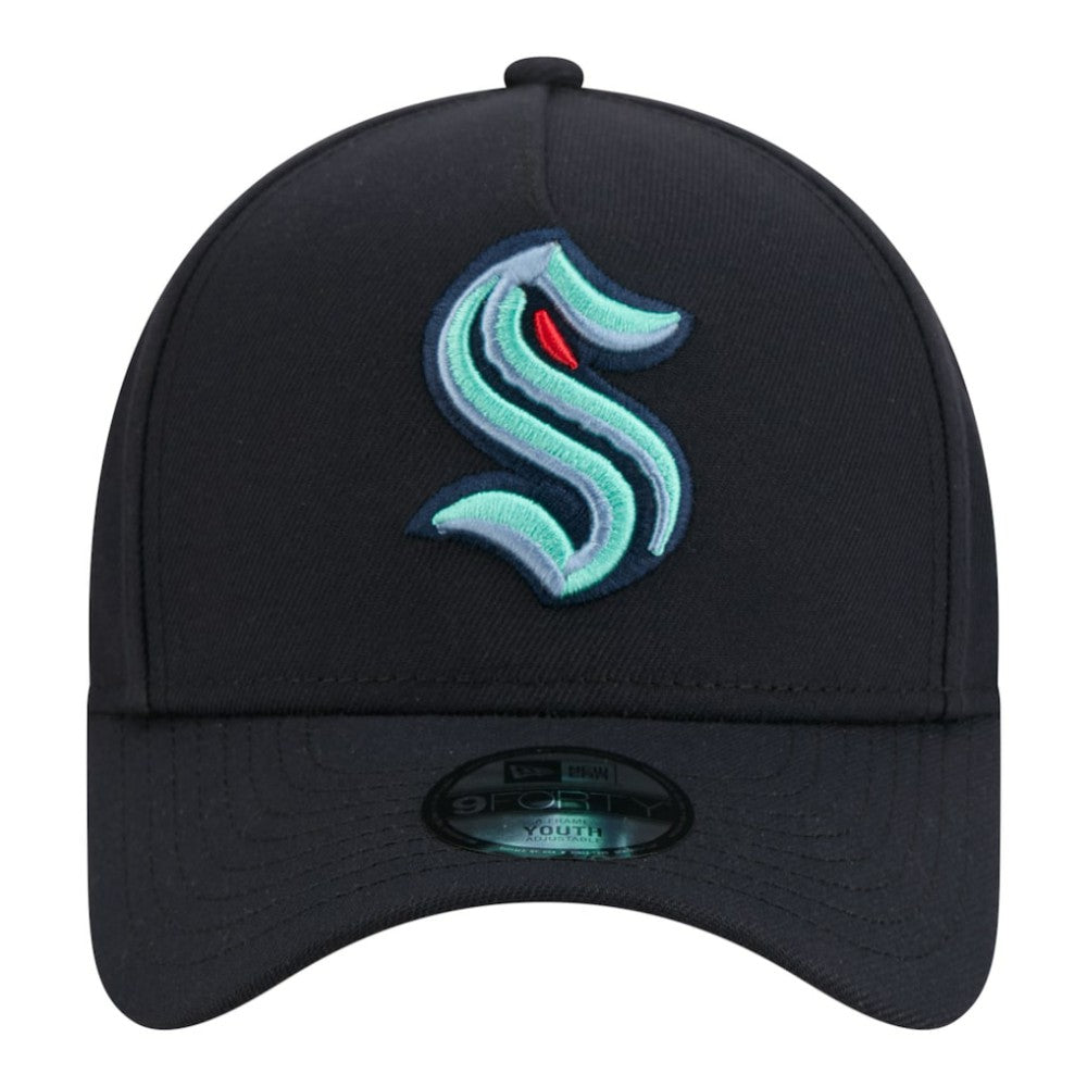 Seattle Kraken New Era Youth 9FORTY A-Frame Adjustable Hat - Deep Sea Blue Hats