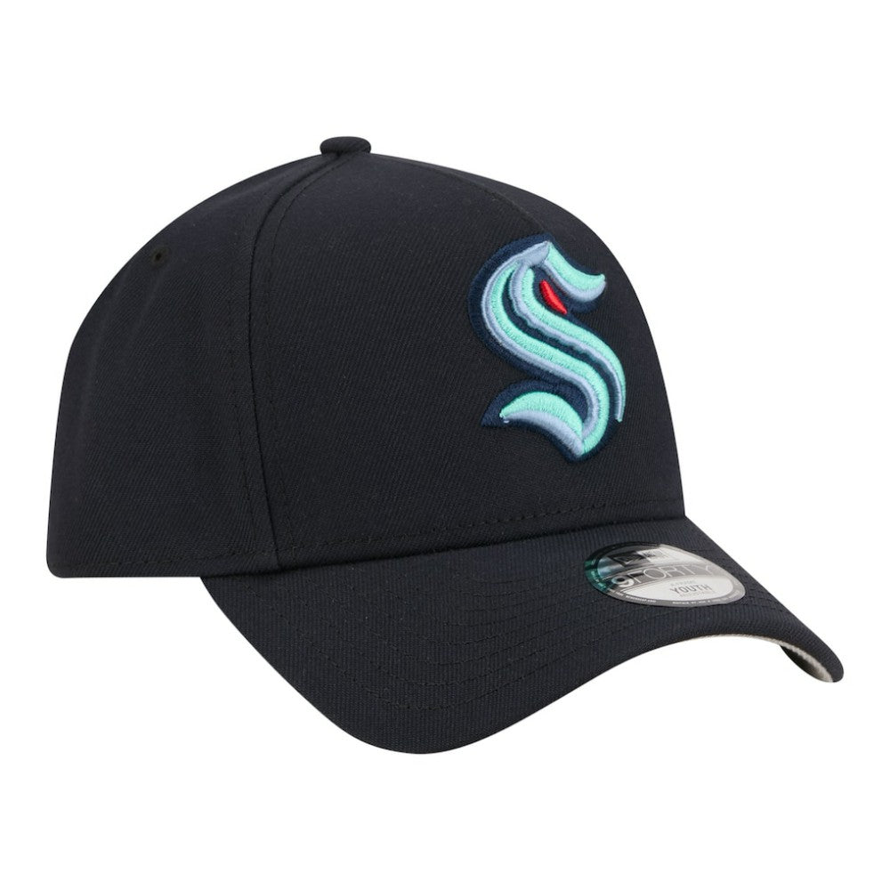 Seattle Kraken New Era Youth 9FORTY A-Frame Adjustable Hat - Deep Sea Blue Hats