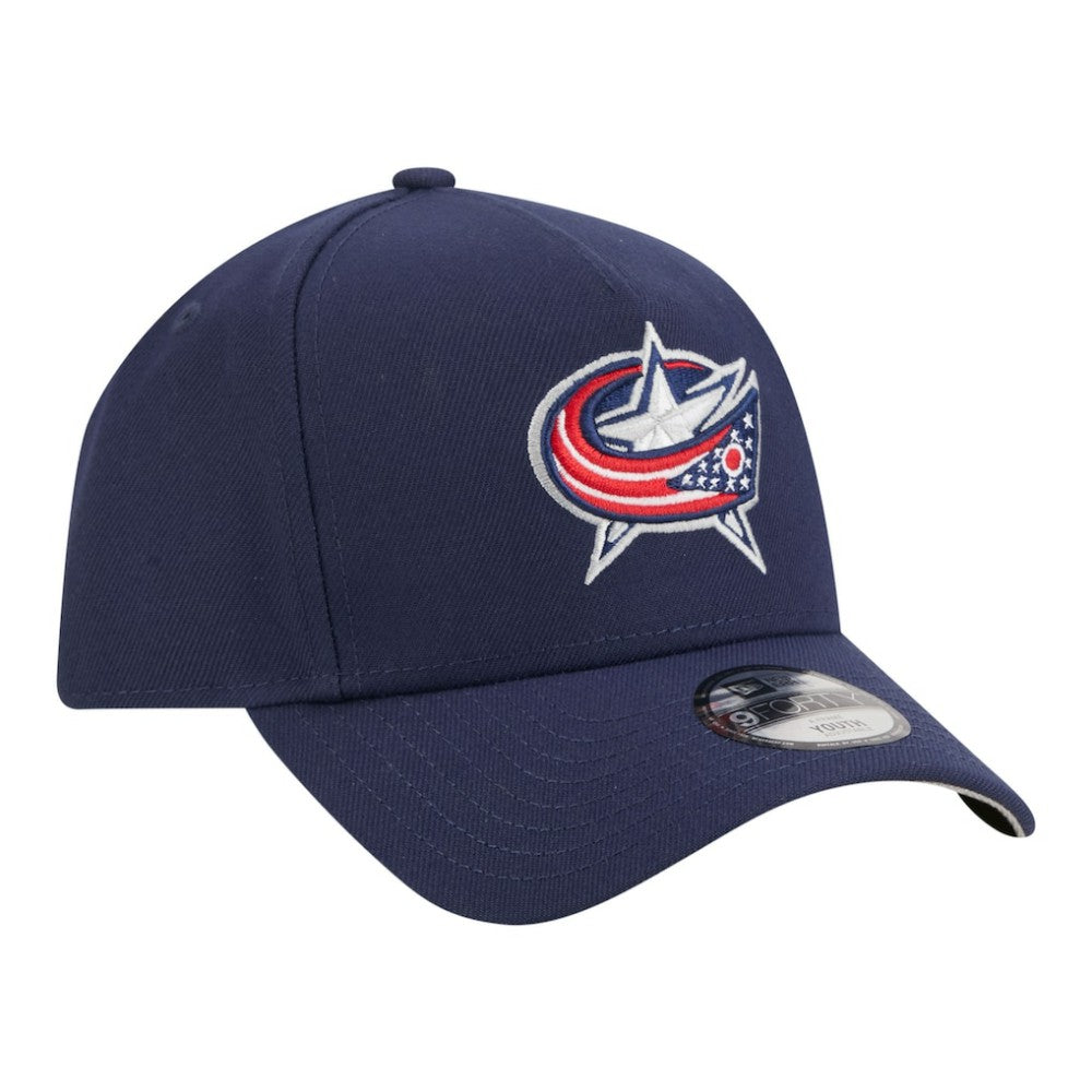 Columbus Blue Jackets New Era Youth 9FORTY A-Frame Adjustable Hat - Navy Hats