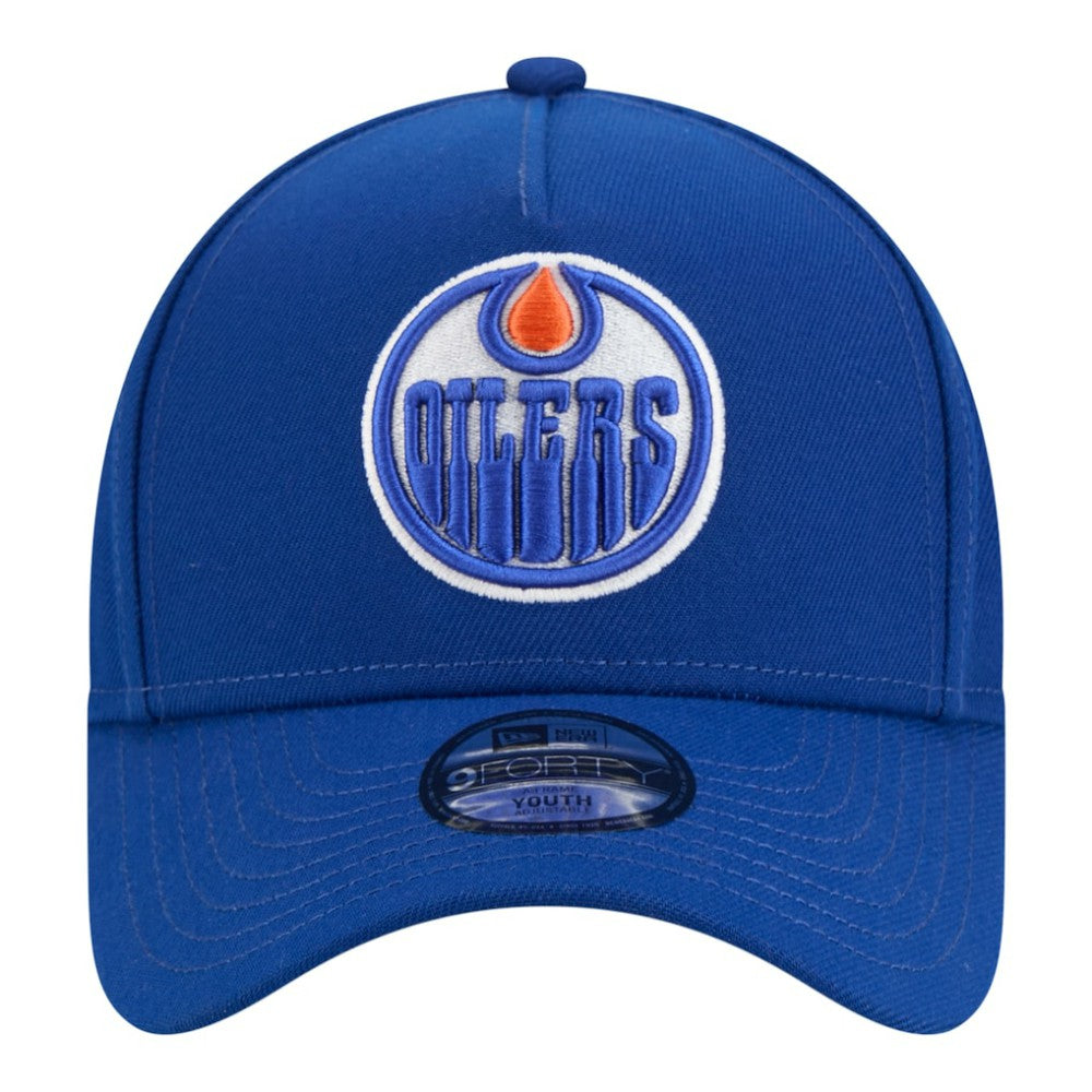 Edmonton Oilers New Era Youth 9FORTY A-Frame Adjustable Hat - Royal Hats