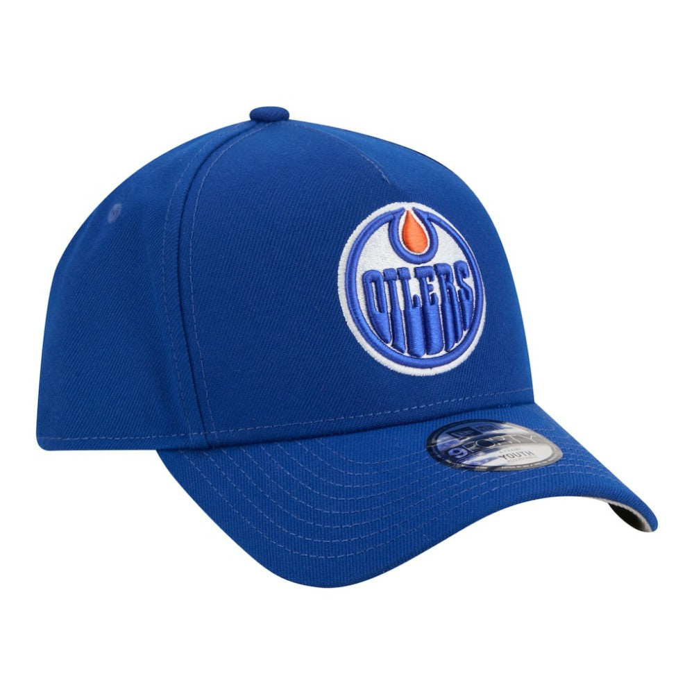 Edmonton Oilers New Era Youth 9FORTY A-Frame Adjustable Hat - Royal Hats