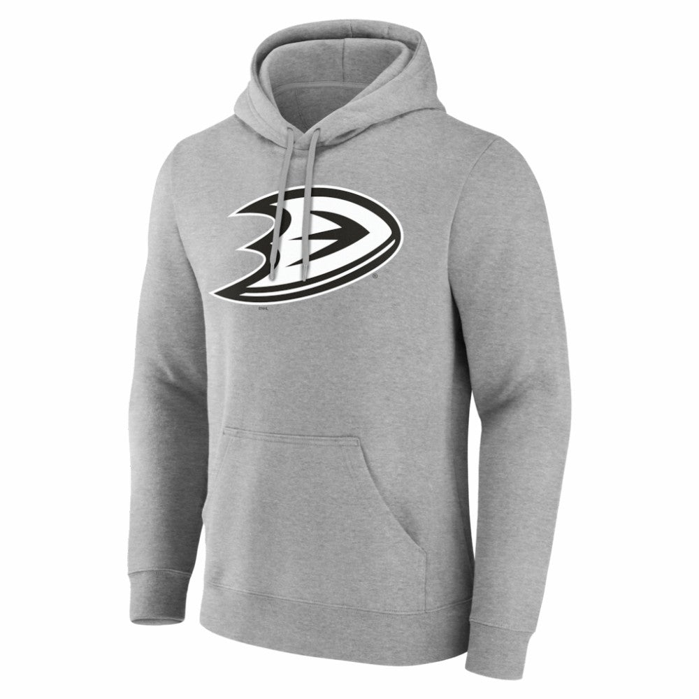 Anaheim Ducks Big & Tall Personalized Name & Number Monochrome Pullover Hoodie - Gray Hoodies