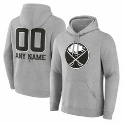 Buffalo Sabres Big & Tall Personalized Name & Number Monochrome Pullover Hoodie - Gray Hoodies