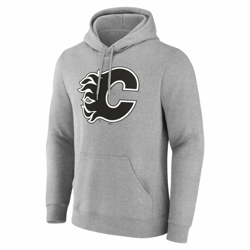 Calgary Flames Big & Tall Personalized Name & Number Monochrome Pullover Hoodie - Gray Hoodies