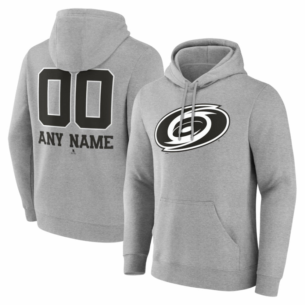 Carolina Hurricanes Big & Tall Personalized Name & Number Monochrome Pullover Hoodie - Gray Hoodies