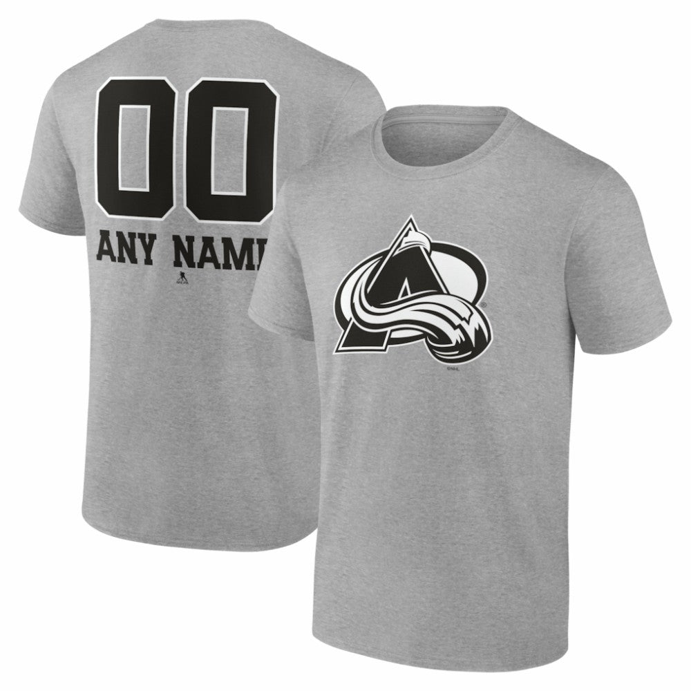Colorado Avalanche Big & Tall Personalized Name & Number Monochrome T-Shirt - Gray T-shirts