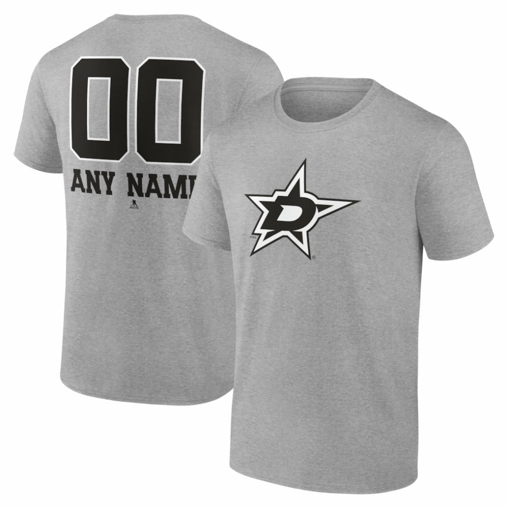 Dallas Stars Big & Tall Personalized Name & Number Monochrome T-Shirt - Gray T-shirts