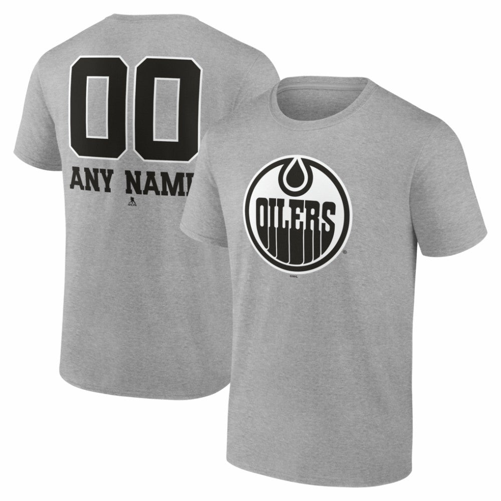 Edmonton Oilers Big & Tall Personalized Name & Number Monochrome T-Shirt - Gray T-shirts
