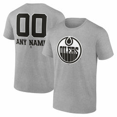 Edmonton Oilers Big & Tall Personalized Name & Number Monochrome T-Shirt - Gray T-shirts