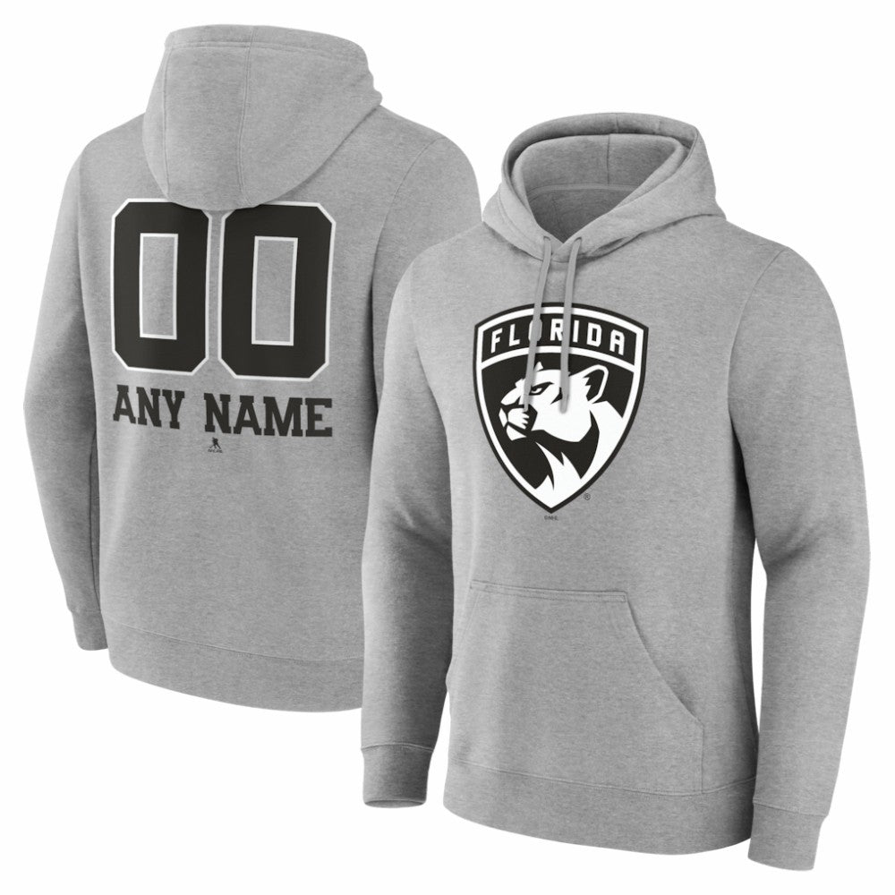 Florida Panthers Big & Tall Personalized Name & Number Monochrome Pullover Hoodie - Gray Hoodies