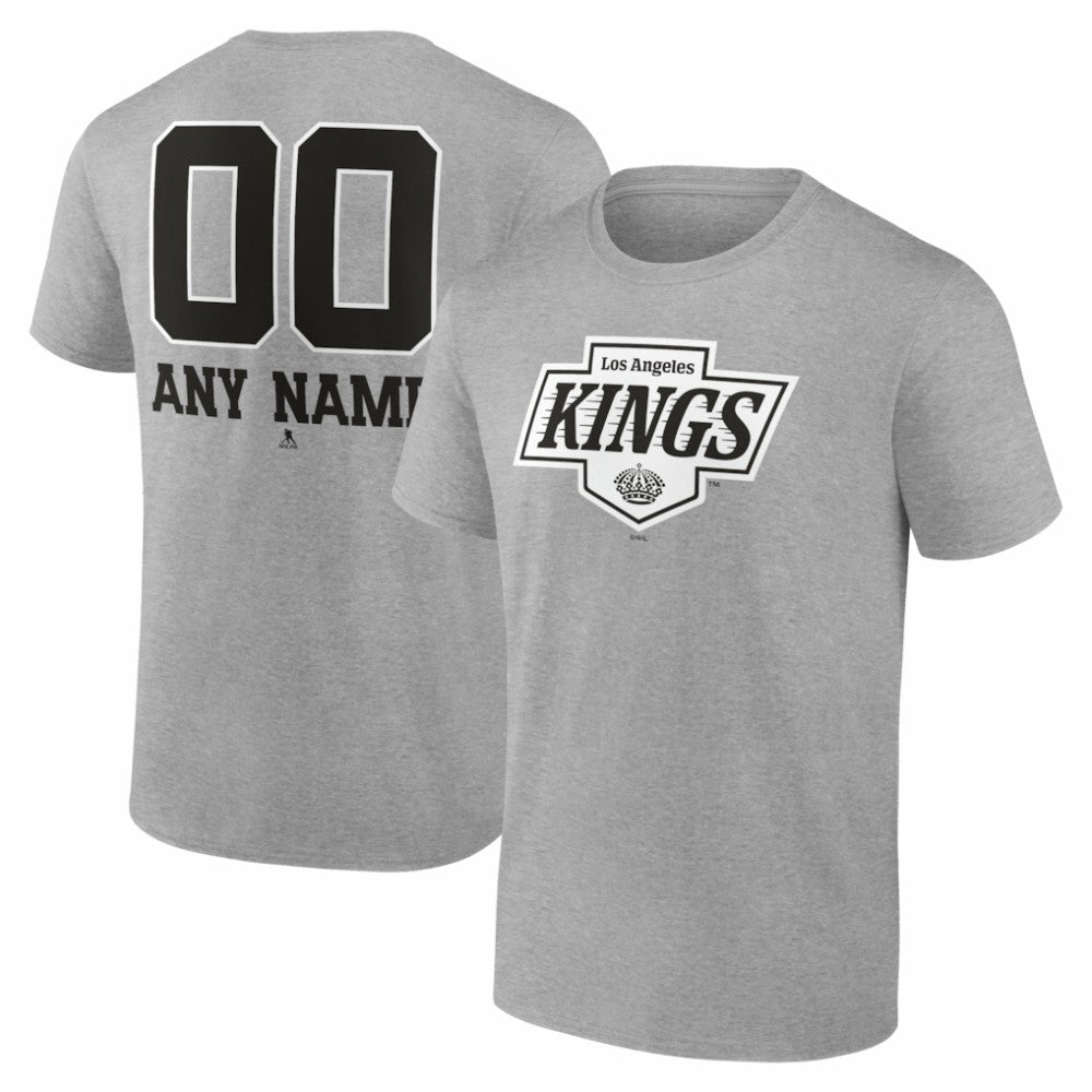 Los Angeles Kings Big & Tall Personalized Name & Number Monochrome T-Shirt - Gray T-shirts