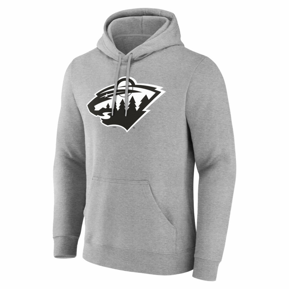 Minnesota Wild Big & Tall Personalized Name & Number Monochrome Pullover Hoodie - Gray Hoodies