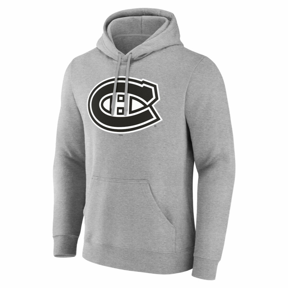 Montreal Canadiens Big & Tall Personalized Name & Number Monochrome Pullover Hoodie - Gray Hoodies