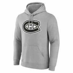 Montreal Canadiens Big & Tall Personalized Name & Number Monochrome Pullover Hoodie - Gray Hoodies
